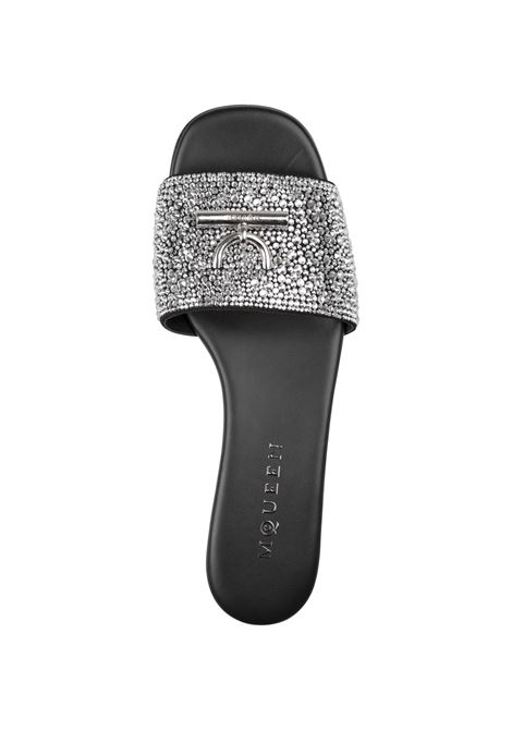 Sandali Bassi Gioiello Con T-Bar in Nero/Argento ALEXANDER MCQUEEN | 822920-WIADN1068